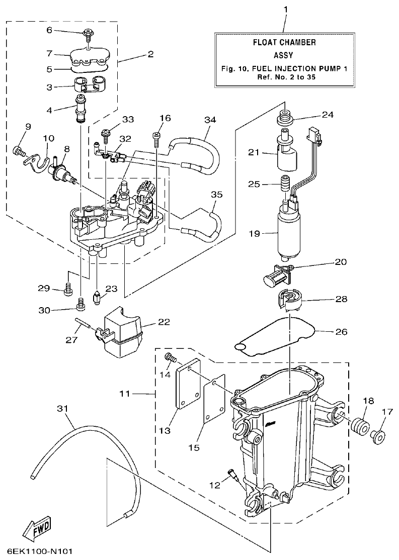 Yamaha F115B, FL115B, FL115BET FUEL INJECTION PUMP 1 parts diagram